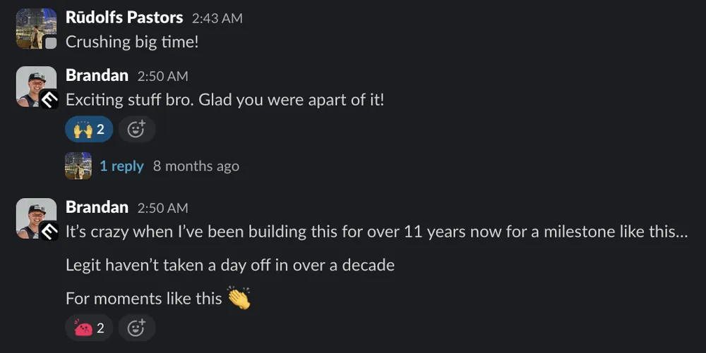 11 years building — for a milestone like this — Founder · after a record day