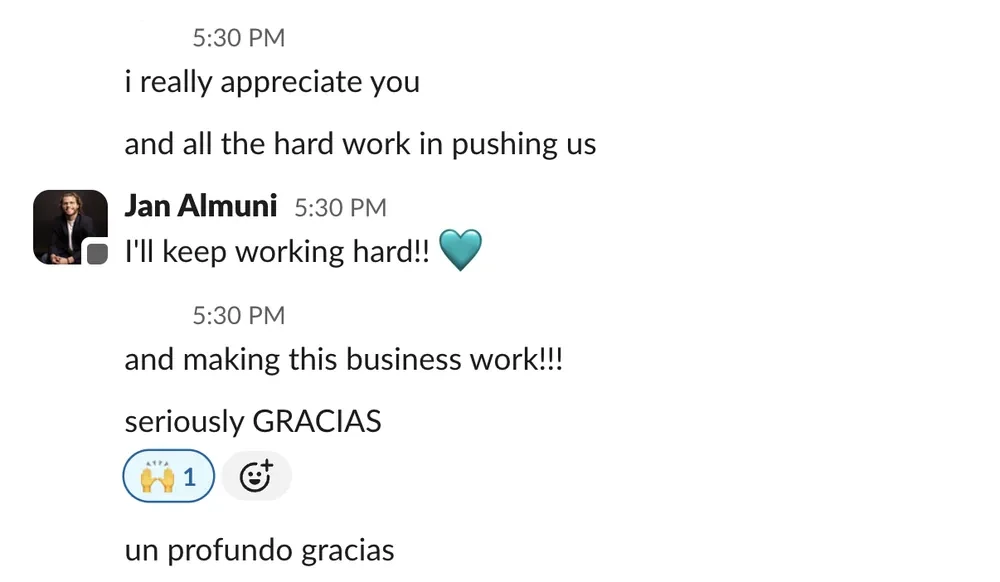 “I really appreciate you… GRACIAS” — Client to his media buyer