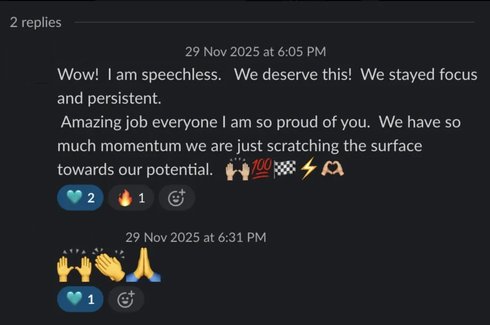 “Wow. I am speechless… so much momentum” — Founder · BFCM