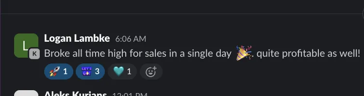 All-time single-day sales high — “quite profitable as well”